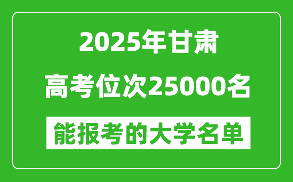 2025甘肅高考位次25000名能報考什么大學？附能上大學名單