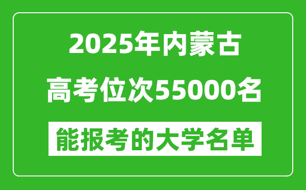 2025內蒙古高考位次55000名能報考什么大學？附能上大學名單