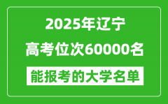 2025遼寧高考位次60000名能報考什么大學？附能上大學名單