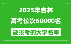 2025吉林高考位次60000名能報(bào)考什么大學(xué)？附能上大學(xué)名單