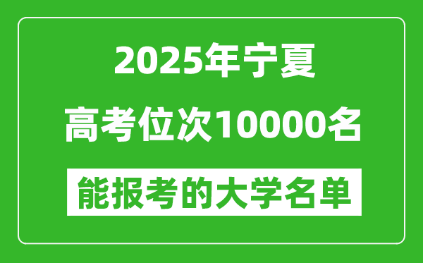 2025寧夏高考位次10000名能報考什么大學？附能上大學名單