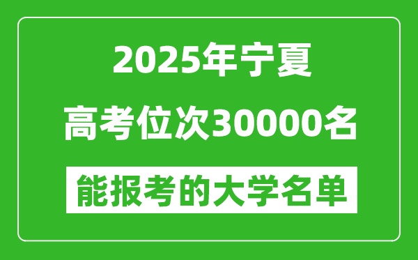 2025寧夏高考位次30000名能報(bào)考什么大學(xué)？附能上大學(xué)名單