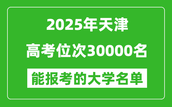2025天津高考位次30000名能報考什么大學？附能上大學名單