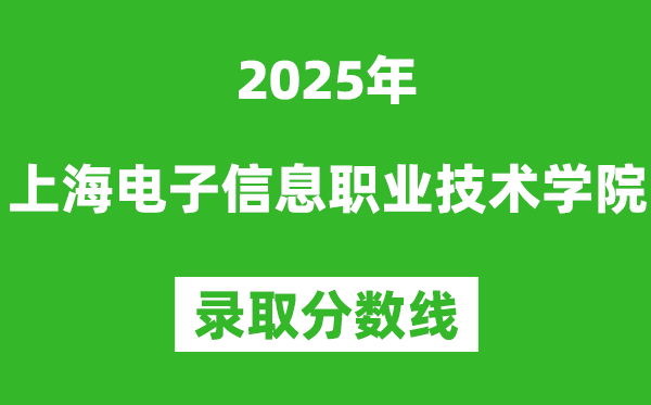 上海電子信息職業(yè)技術(shù)學(xué)院2025年錄取分?jǐn)?shù)線（含2024歷年）